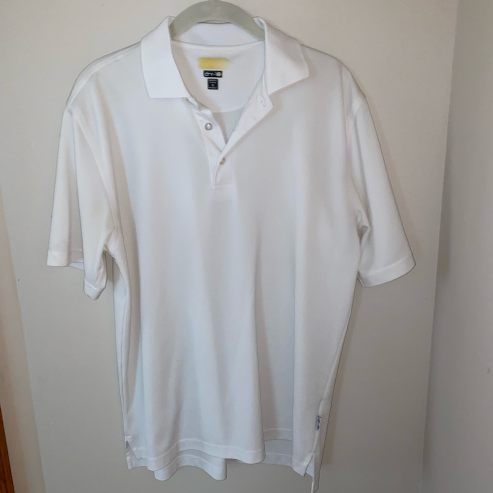 Mens white golf polo